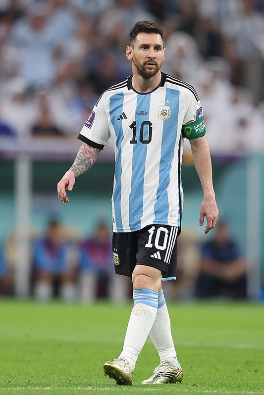 Lionel Messi playing for Argentina